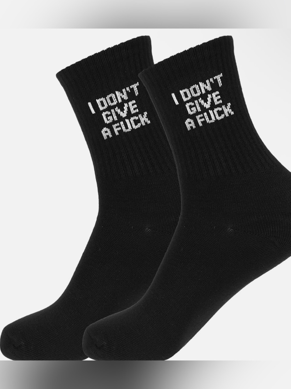 Men’s Black Graphic Crew Socks: “ I Don't Give A F***"